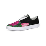 Roses are Pink on Black: Lace Up Canvas Shoe