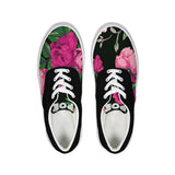 Roses are Pink on Black: Lace Up Canvas Shoe