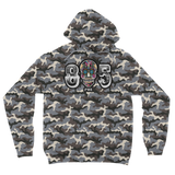POE BRAND LOGO WHITE BLK BGRD Color Face FIN Camouflage Adult Hoodie