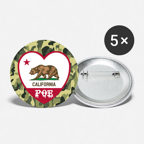 Cali Heart POE Buttons small 1'' (5-pack) - white